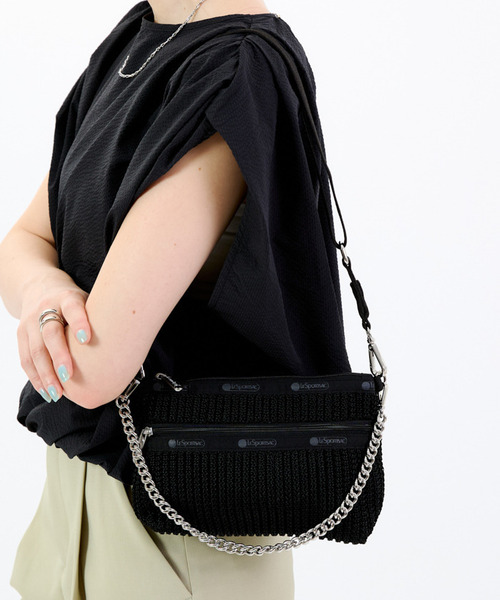 レスポートサック　CHAIN CROCHET CLUTCHブラッククロシェ レスポートサック LeSportsac CHAIN CROCHET CLUTCH （ブラック