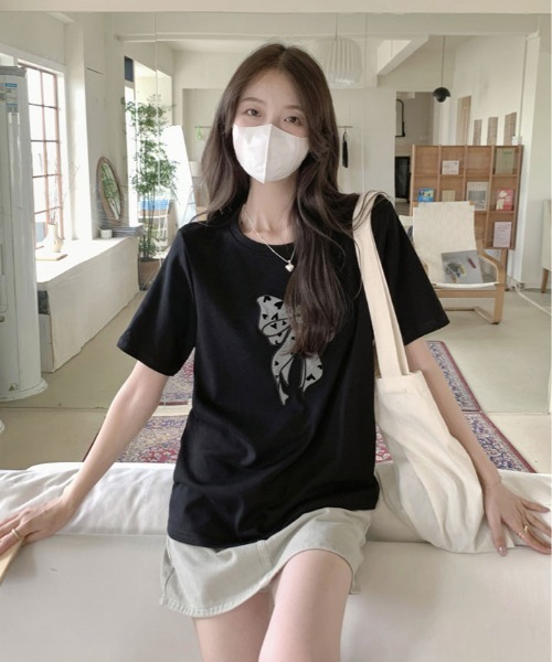 tシャツ 半袖 リボン 刺繍 デザイン Tシャツ レディース : ZOZOTOWN