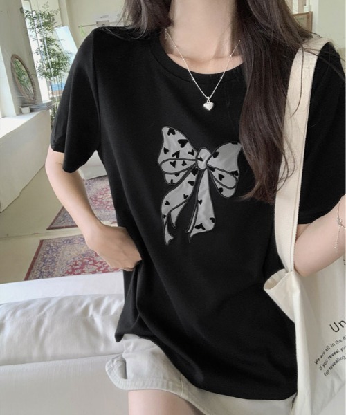 tシャツ リボン 刺繍 デザイン Tシャツ レディース : ZOZOTOWN Yahoo