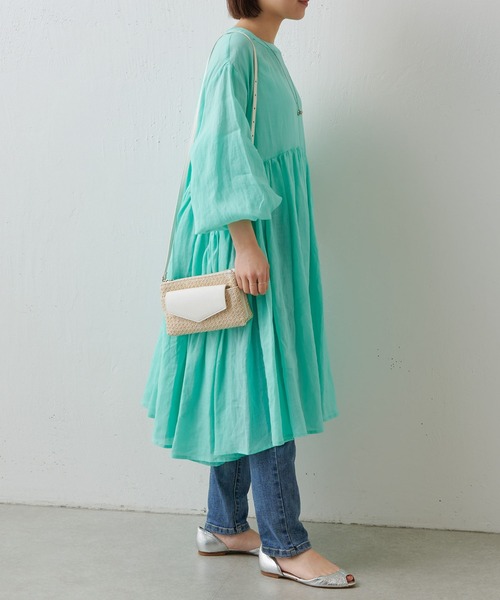 BEARDSLEY - ビアズリー ウシロタックカットソー チュニック 長袖 オーバーサイズ F 水色 BEARDSLEY 「BEARDSLEY」 長袖チュニック FREE パープル