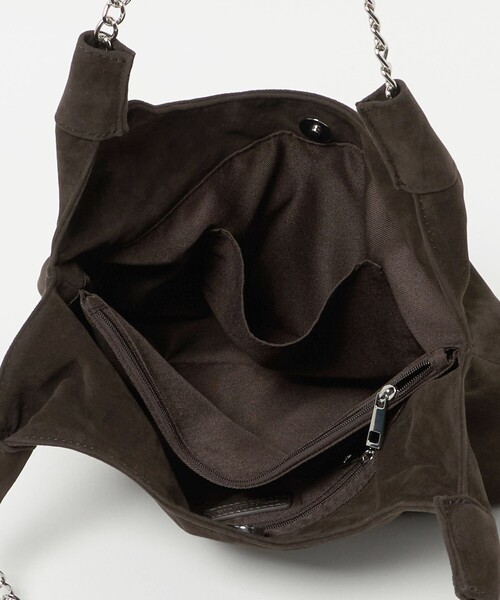 beauty&youthダークブラウン スエード ショルダーバッグ BEAUTY&YOUTH UNITED ARROWS スエードライク チェーン