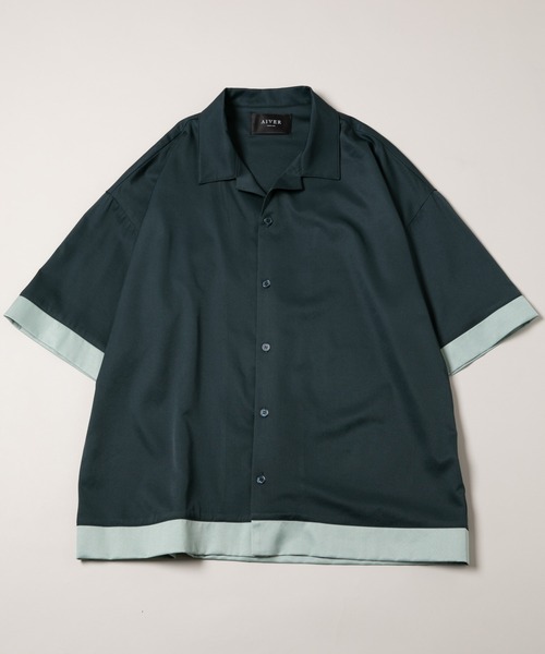 「AIVER」 半袖シャツ LARGE ダークグリーン メンズ_画像8