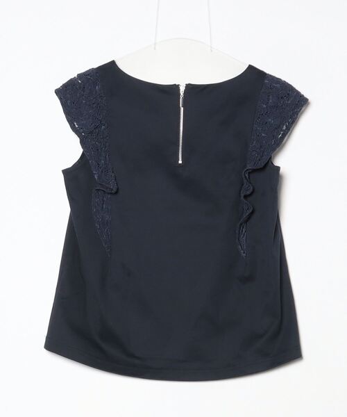 「M-premier BLACK」 フリルノースリーブブラウス 38 ネイビー レディース_画像2