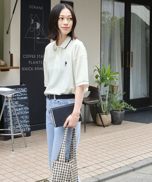 「U.S. POLO ASSN.」 半袖ポロシャツ FREE ネイビー レディース_画像3