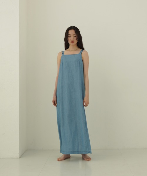 「TINA：JOJUN」 7分袖ワンピース M インディゴブルー レディース_画像6