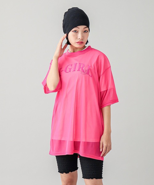 「X-girl」 半袖カットソー ONE SIZE ピンク レディース_画像3