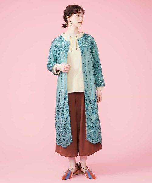 「Jocomomola」 クロップドパンツ 42 グリーン レディース_画像5