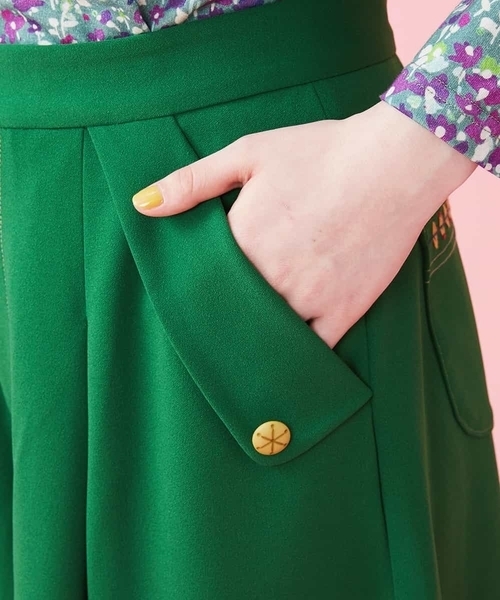 「Jocomomola」 クロップドパンツ 42 グリーン レディース_画像9