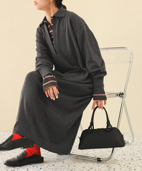 スローブイエナ　ニットワンピース SLOBE IENA（スローブイエナ） ワンピース スキッパーニットワンピース