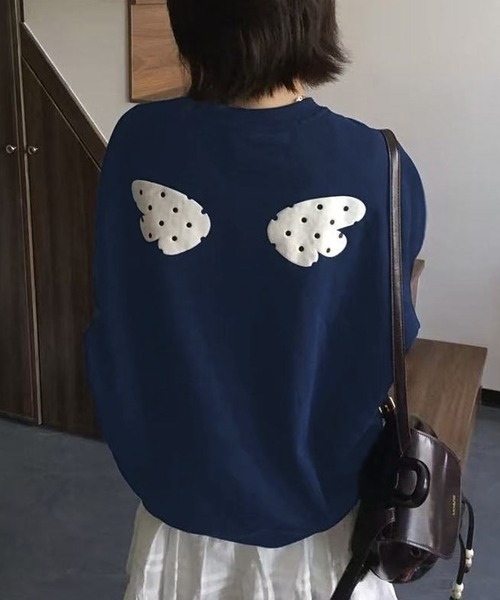 O369/agnes b. スウェットチュニック トレーナー 総柄 星 38 紺 agnes b.(アニエスベー) レディースのスウェット・トレーナーアイテム