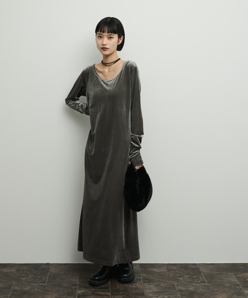 「Shelly island」 長袖ワンピース FREE グレー レディース_画像4