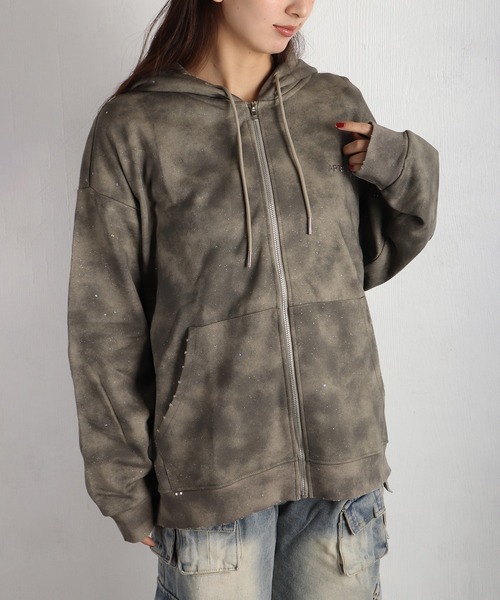 WESTSEA（ウエストシー） パーカー スパンコール × ラメ × ダメージ