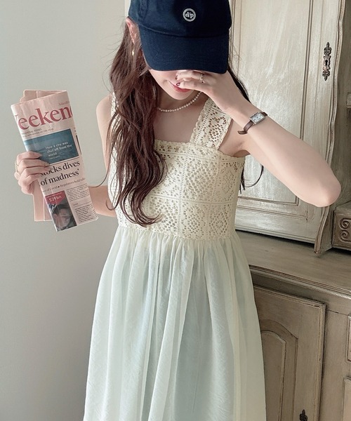 「Meiru」 ノースリーブワンピース MEDIUM ライトベージュ レディース_画像2