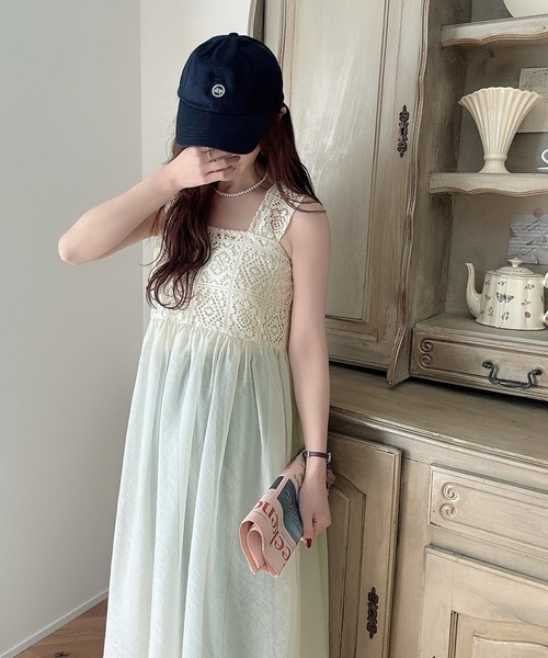 「Meiru」 ノースリーブワンピース MEDIUM ライトベージュ レディース_画像5