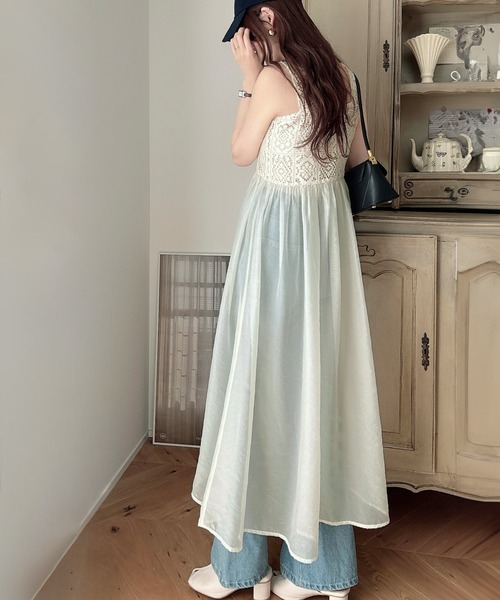 「Meiru」 ノースリーブワンピース MEDIUM ライトベージュ レディース_画像7