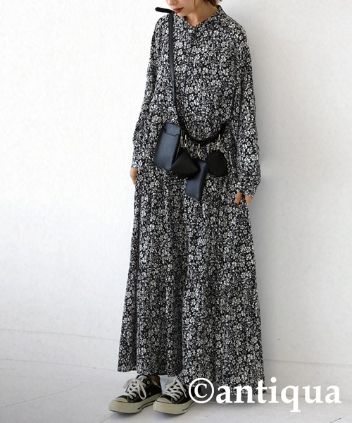 「antiqua」 長袖ワンピース FREE ブラック レディース_画像2