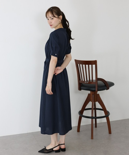 「BLUEEAST」 半袖ワンピース MEDIUM ネイビー レディース_画像4