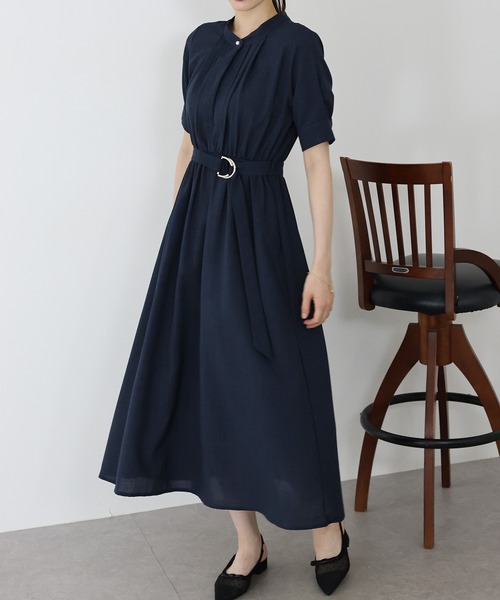 「BLUEEAST」 半袖ワンピース MEDIUM ネイビー レディース_画像7