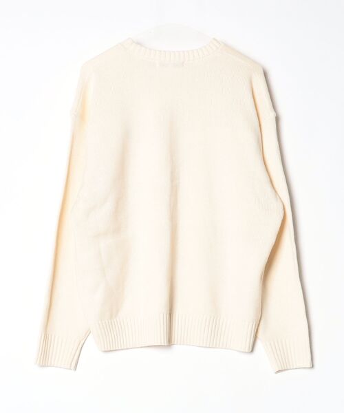 「U.S. POLO ASSN.」 ワンポイント長袖ニット L ベージュ メンズ_画像2