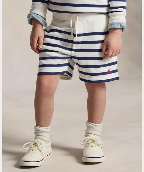 パンツ ストライプド フレンチ テリー ショートパンツ キッズ 子供服 男の子の画像