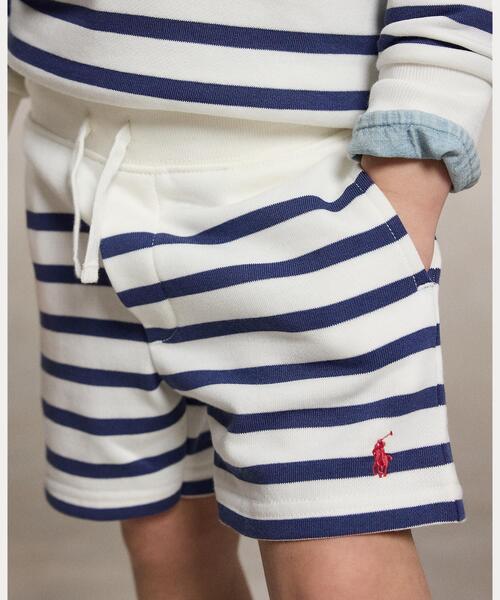 パンツ ストライプド フレンチ テリー ショートパンツ キッズ 子供服 男の子の画像