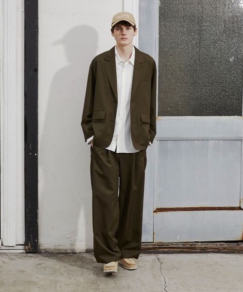 セットアップ （セットアップ対応）TECH WOOL テーラードジャケット　/オフィスカジュアル/防シワ/オールシーズン メンズの画像