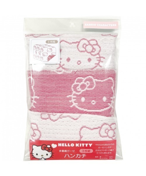 エ*ド様 Hello Kitty 軽井沢限定 ガーゼ ハンカチ sanrio（サンリオ） ベビー 多重織ガーゼハンカチ3枚組 : ZOZOTOWN