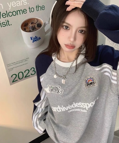 「shopnikoniko」 スウェットカットソー フリー グレー レディース_画像6