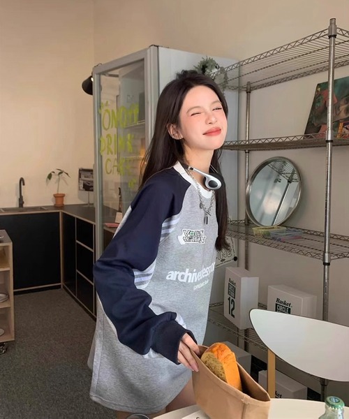 「shopnikoniko」 スウェットカットソー フリー グレー レディース_画像7