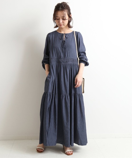「SLOBE IENA」 長袖ワンピース 38 サックスブルー レディースの画像