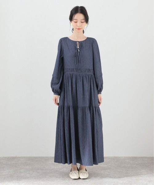 「SLOBE IENA」 長袖ワンピース 38 サックスブルー レディースの画像