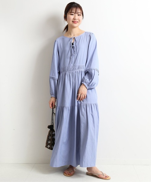 「SLOBE IENA」 長袖ワンピース 38 サックスブルー レディースの画像