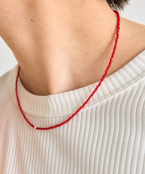 ネックレス 「スターリングシルバー使用」粒ストーンネックレス レディースの画像