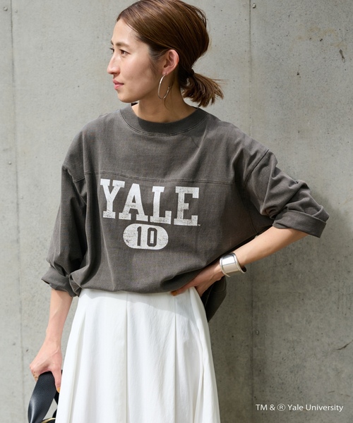 「FRAMeWORK」 7分袖カットソー「YALEコラボ」 - グレー レディースの画像