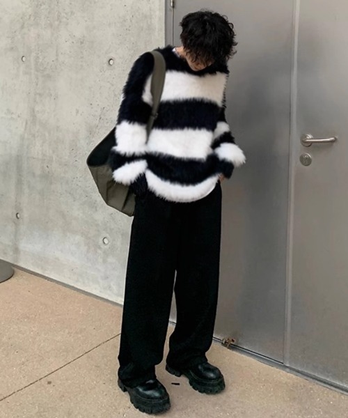 「NOWLE」 長袖ニット LARGE ピンク メンズ_画像4