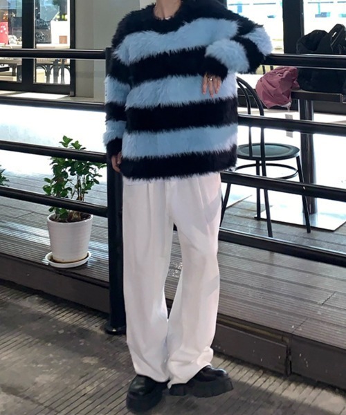 「NOWLE」 長袖ニット LARGE ピンク メンズ_画像6
