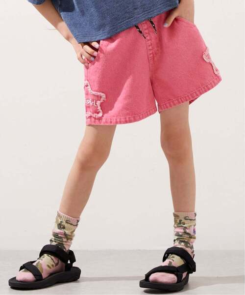パンツ 星パッチ デニムショートパンツ キッズ 子供服 女の子の画像