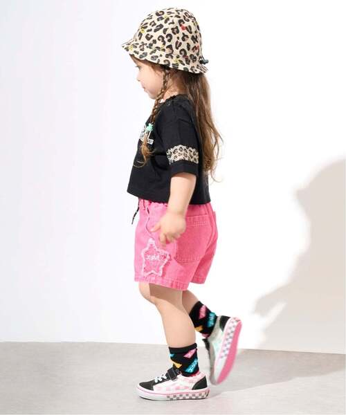 パンツ 星パッチ デニムショートパンツ キッズ 子供服 女の子の画像