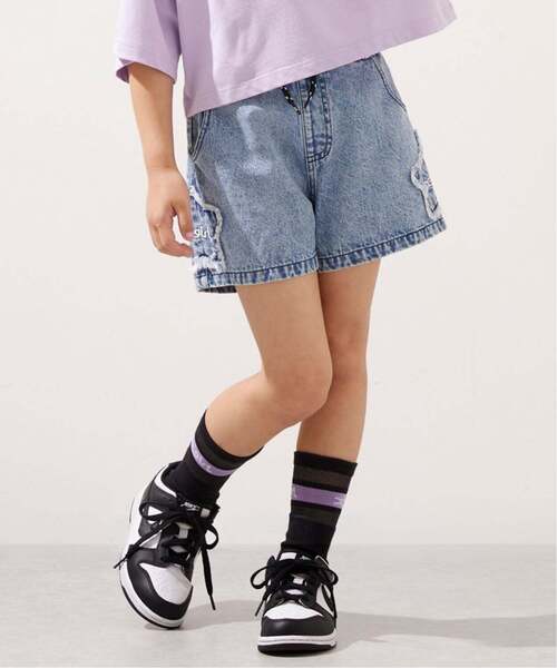 パンツ 星パッチ デニムショートパンツ キッズ 子供服 女の子の画像