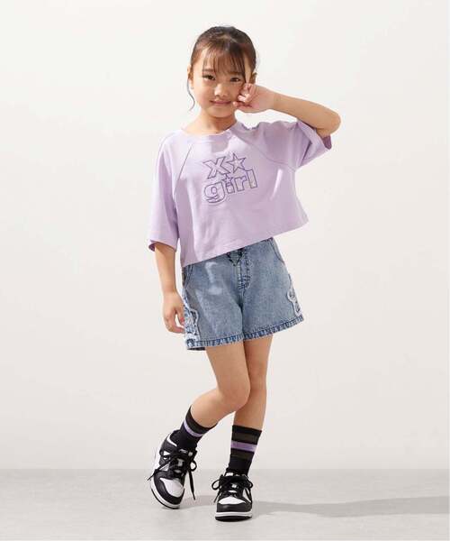 パンツ 星パッチ デニムショートパンツ キッズ 子供服 女の子の画像