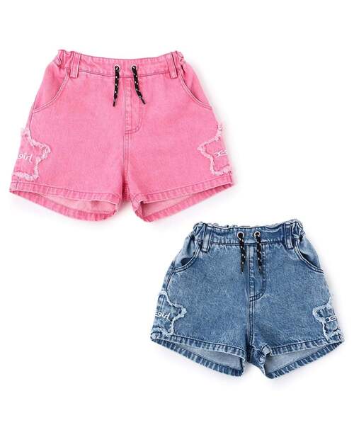パンツ 星パッチ デニムショートパンツ キッズ 子供服 女の子の画像