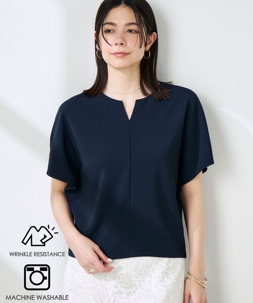 ブラウス シャツ 「セットアップ対応」NEW morisachiウォッシャブルツイルケープ風ブラウス レディースの画像