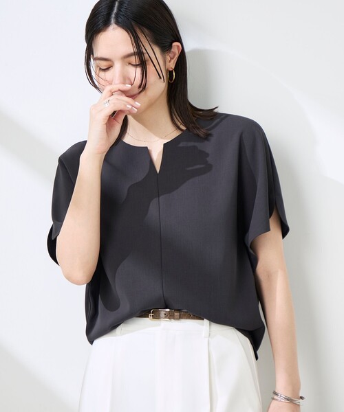 ブラウス シャツ 「セットアップ対応」NEW morisachiウォッシャブルツイルケープ風ブラウス レディースの画像