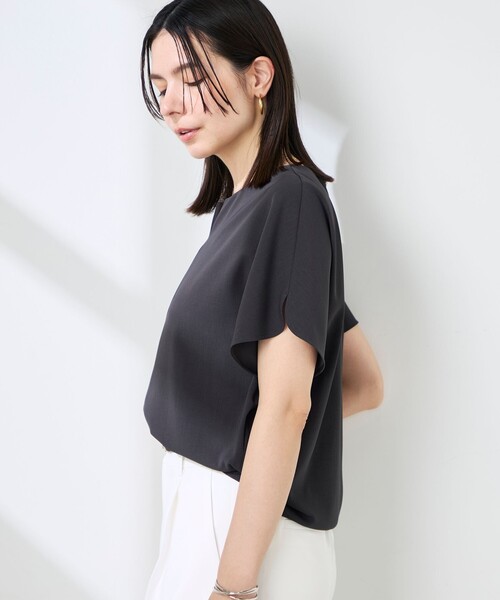 ブラウス シャツ 「セットアップ対応」NEW morisachiウォッシャブルツイルケープ風ブラウス レディースの画像