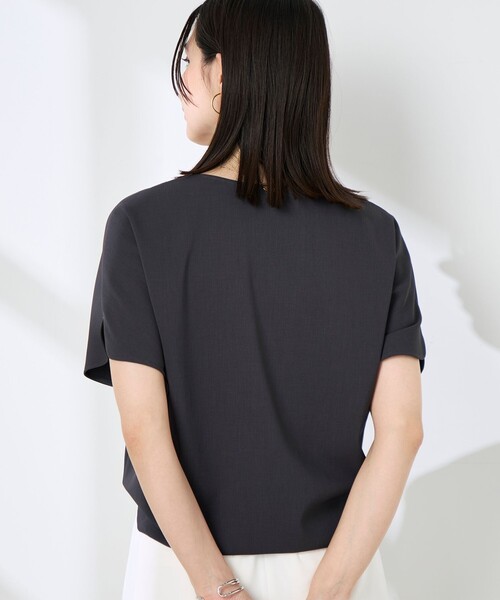 ブラウス シャツ 「セットアップ対応」NEW morisachiウォッシャブルツイルケープ風ブラウス レディースの画像