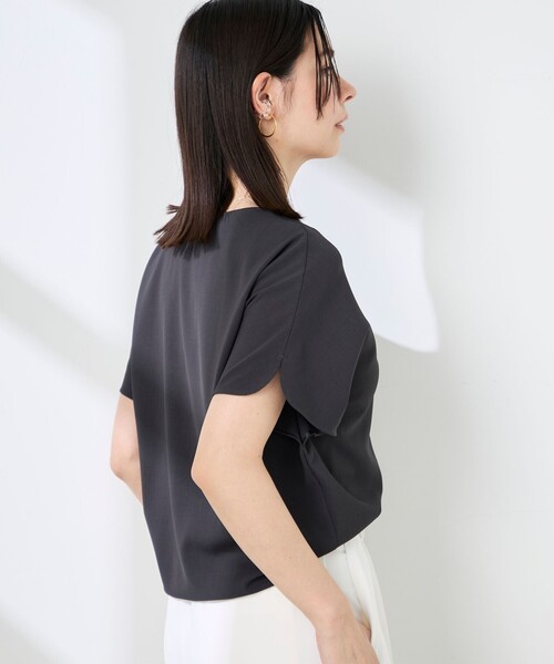 ブラウス シャツ 「セットアップ対応」NEW morisachiウォッシャブルツイルケープ風ブラウス レディースの画像