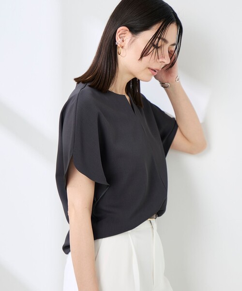 ブラウス シャツ 「セットアップ対応」NEW morisachiウォッシャブルツイルケープ風ブラウス レディースの画像