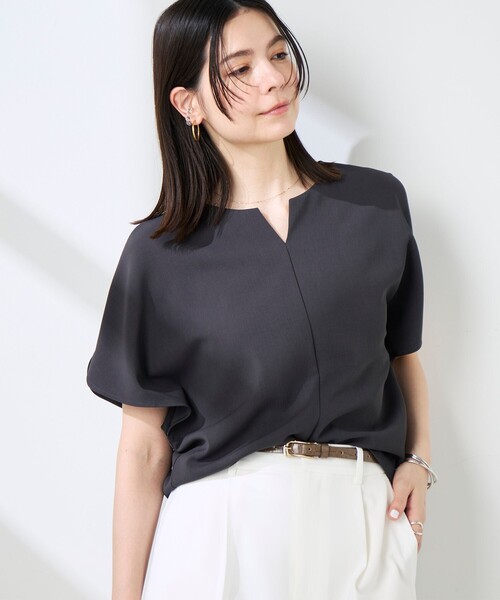 ブラウス シャツ 「セットアップ対応」NEW morisachiウォッシャブルツイルケープ風ブラウス レディースの画像