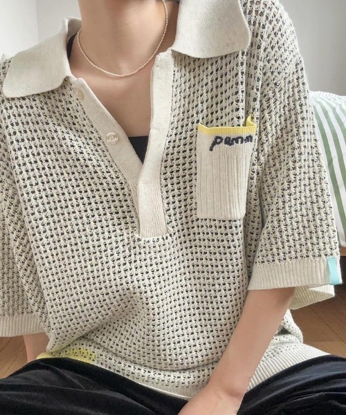「PAMM」 半袖ニット 3 グリーン レディース_画像4