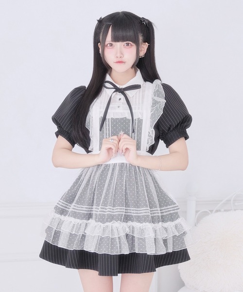 Pal elfy ワンピース リボン付きドットチュールティアードワンピース